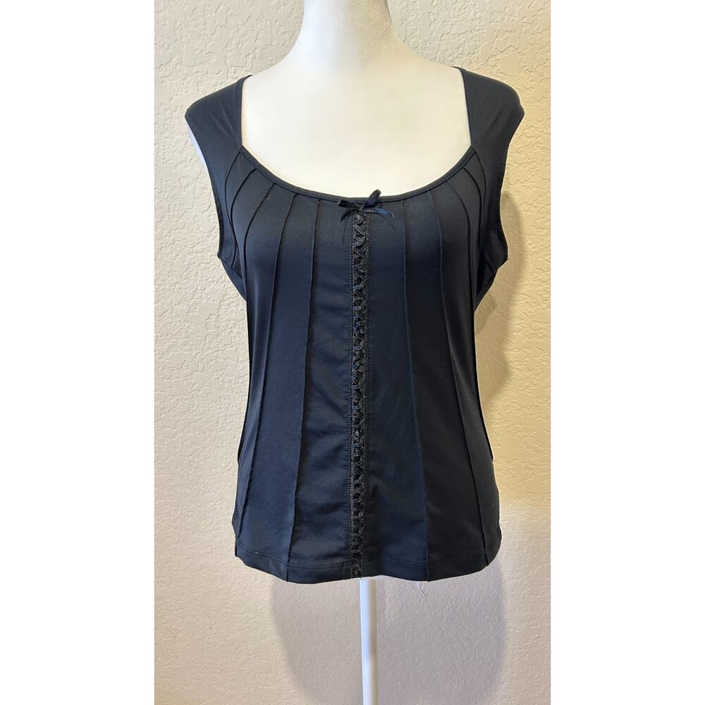New York & Co.‎ Stretch Y2K Corset Style Top Size S Black Witchy Vamp Whimsigoth